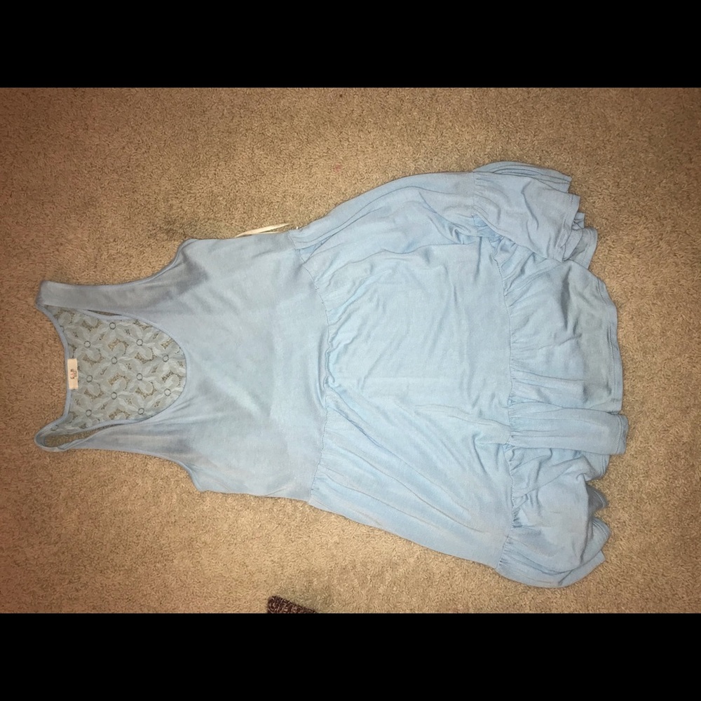 Blue short flowy tank dress.